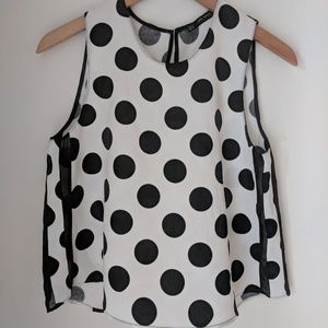 ZARA Black and White Polka Dot Blouse